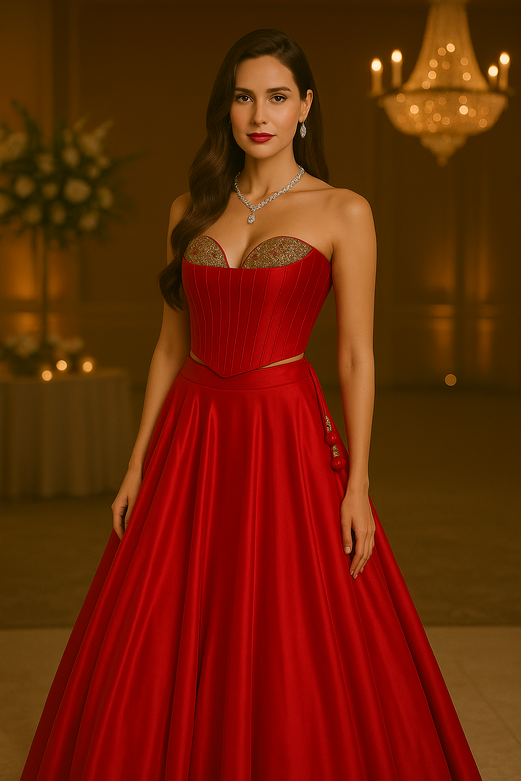 RED CORSET LEHENGA